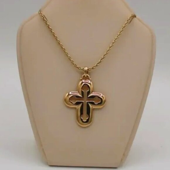 James Avery 14K Gold Unisex Openwork Heavy Cross Pendant - Picture 1 of 3